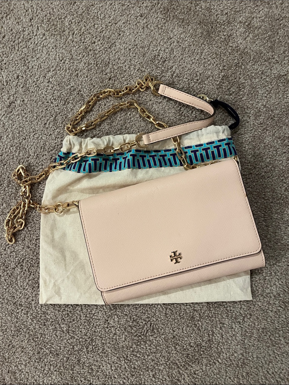 Tory Burch pink cross body purse